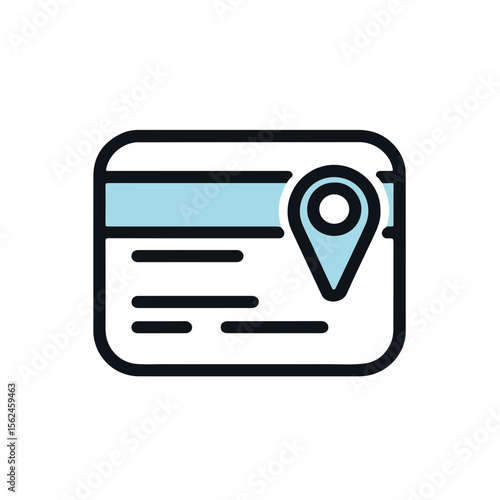 Keycard access with location pin symbol in minimal flat design  