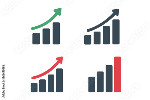A set of simple graph growth icons is provided in vector format