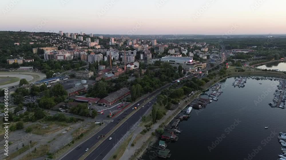 The drone view to the streets of Belgrade, Serbia The drone view to the streets of Belgrade, Serbia