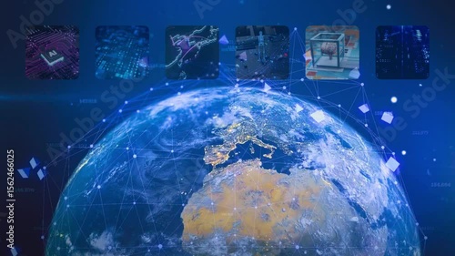 planet earth in communication space. artificial intelligence