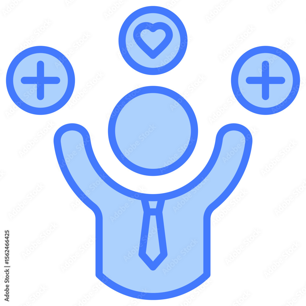 Positive Attitude Blue Icon Positive Attitude Blue Icon