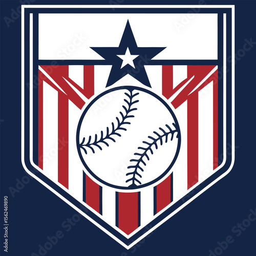 Patriotic Baseball Emblem with Star and Stripes Badge for Sports Team Identity and National Pride Vector Illustration