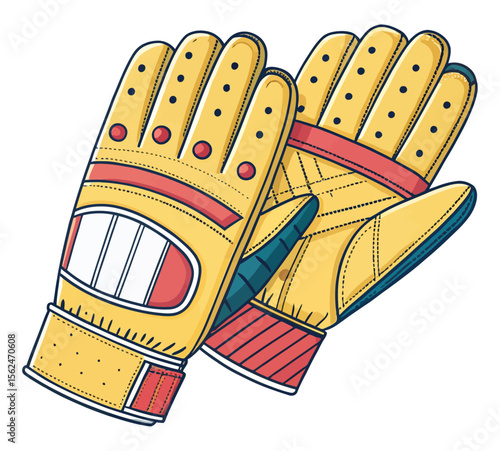 Yellow Winter or Sports Hand Gloves Vector illustration isolated