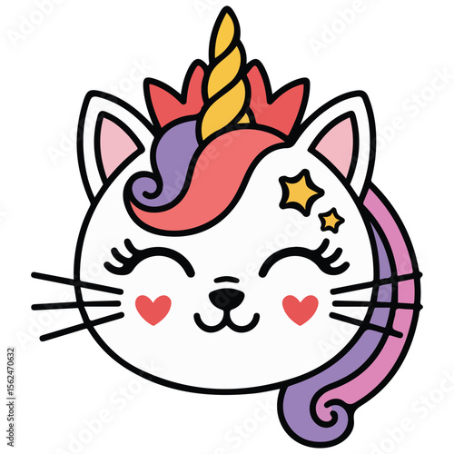 Fantasy kitten with horn valentine theme vector art