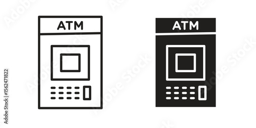ATM machine icon Black and White Vector Graphic