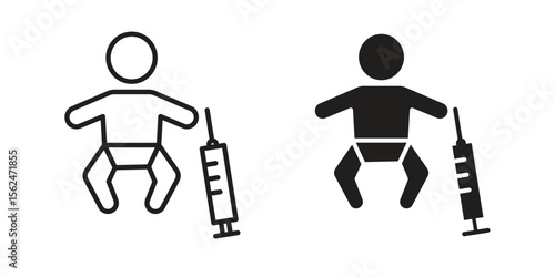 Baby Vaccination icon Black and White Vector Graphic