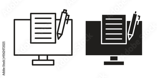 Blended learning icon Black and White Vector Graphic