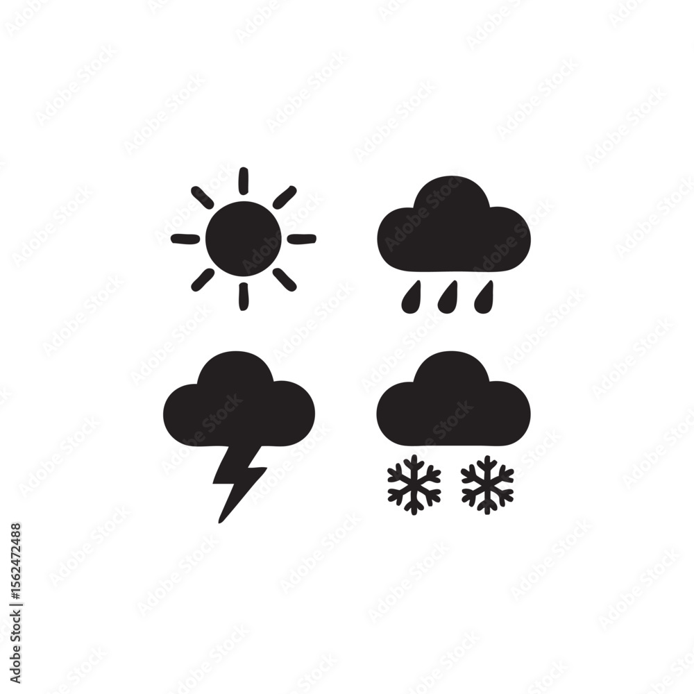 Weather icon, Sun icon, Cloud icon, Rain icon, Thunderstorm icon Weather icon, Sun icon, Cloud icon, Rain icon, Thunderstorm icon