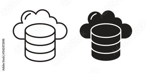 Cloud server icon Black and White Vector Graphic