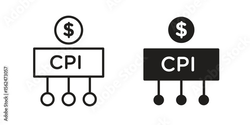 Consumer prices index icon Black and White Vector Graphic