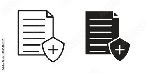 Health insurance icon Black and White Vector Graphic