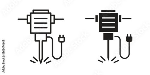 Hydraulic breaker icon Black and White Vector Graphic
