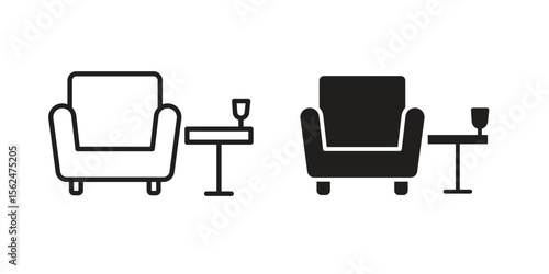 Lounge icon Black and White Vector Graphic