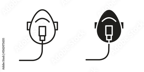 Oxygen mask icon Black and White Vector Graphic