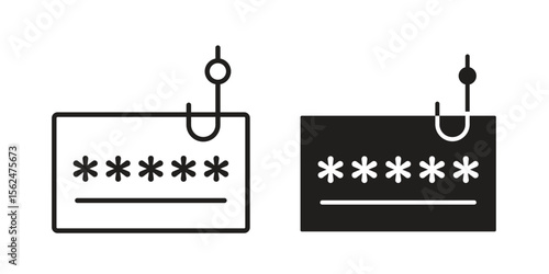 Password phishing icon Black and White Vector Graphic