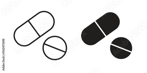 Pills icon Black and White Vector Graphic