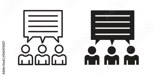Public opinion icon Black and White Vector Graphic