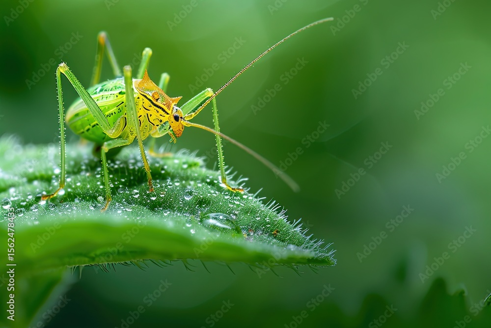 Fototapeta premium A small aphid on a green plant