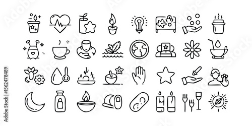 Collection of Spa Wellness and Beauty Doodle Icons