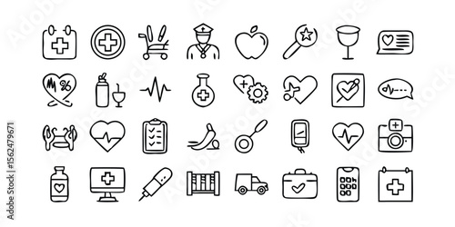 Hand Drawn Doodle Medical Icons Set Healthcare and Medicine Symbols