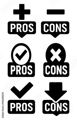 A fresh batch of “Pros” and “Cons” logo-style icons