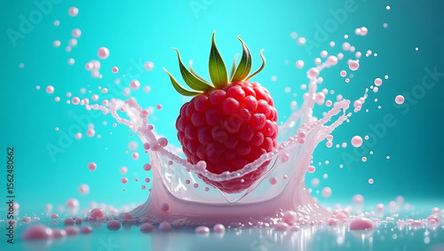 Raspberry on a floating background for National Raspberry Day