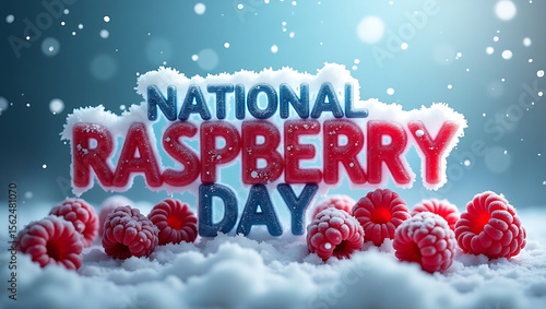 National Raspberry Day Text Banner with Creative Raspberry Elements and Vibrant Backgrounds