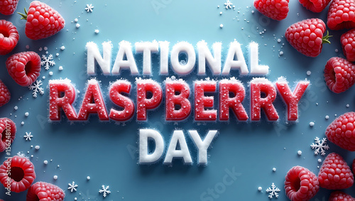 National Raspberry Day Text Banner with Creative Raspberry Elements and Vibrant Backgrounds