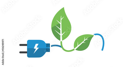 Eco-friendly energy concept vector illustration with leaf and plug for sustainability design