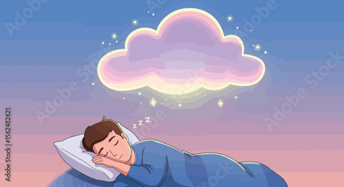Tranquil sleep with dreamy cloud on a starry night