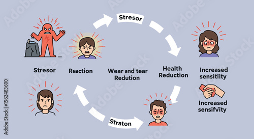 Understanding the stress cycle: causes, effects, and solutions in a colorful diagram