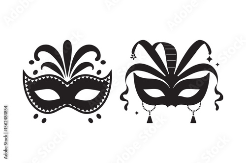 Elegant black masquerade masks with decorative elements