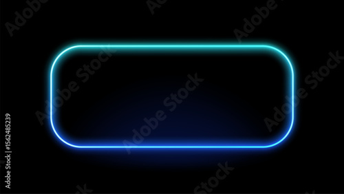 Neon blue rectangular frame with rounded corners, glowing on a dark background. Modern vibrant border for web banner, game, or UI design.