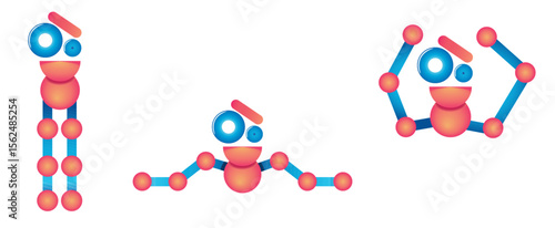 Little Robot in 3 positions that can be used for a logo