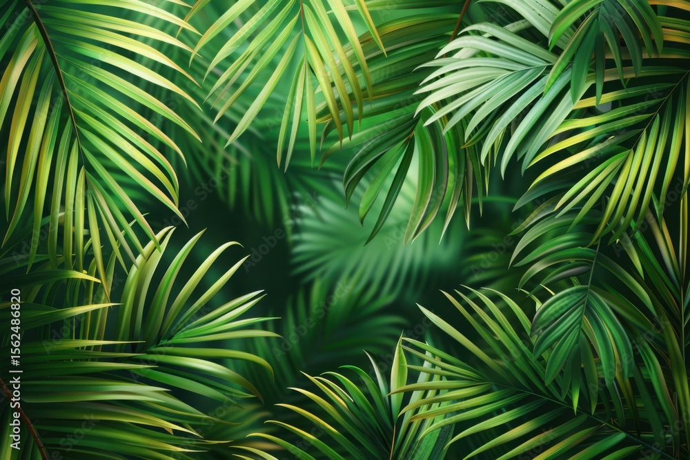 Branch palm realistic. Leaves and branches of palm trees. Tropical leaf background. Green foliage, tropic leaves pattern. vector illustration Branch palm realistic. Leaves and branches of palm trees. Tropical leaf background. Green foliage, tropic leaves pattern. vector illustration