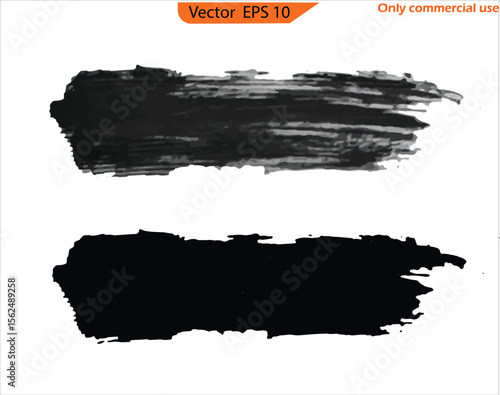 Black line, grunge brush strokes, ink paint set, original design. Black ink line, grunge brush strokes, ink paint set. 
