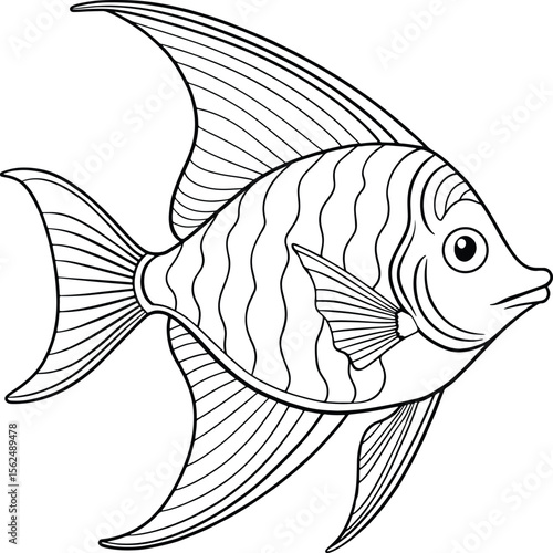 Beautiful angelfish outline for a fun coloring page activity perfect for kids and learning