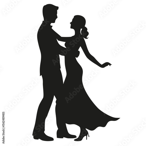 Wallpaper Mural Silhouette of a couple dancing together in formal wear with the woman in a flowing dress and heels created with generated ai Torontodigital.ca