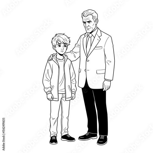 Grandfather and grandson standing together, sharing a moment of connection and guidance