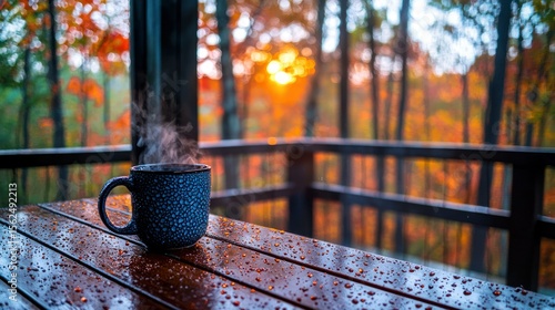 Warm autumn morning on a porch