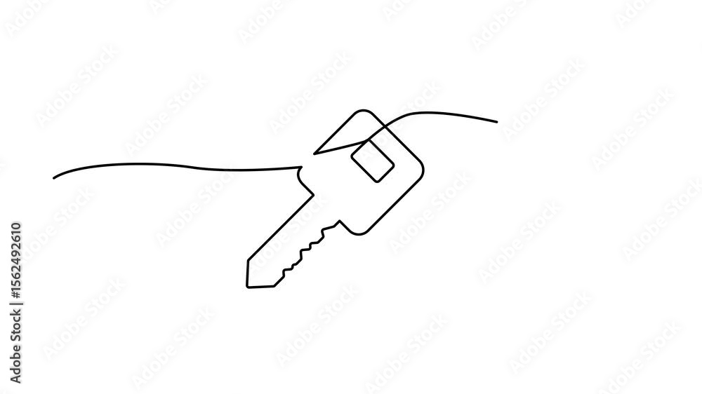 One line key. Continuous keyword symbol, unlock art vector illustration, hand drawn doodle minimal key drawing icon, property access symbol, login sign One line key. Continuous keyword symbol, unlock art vector illustration, hand drawn doodle minimal key drawing icon, property access symbol, login sign