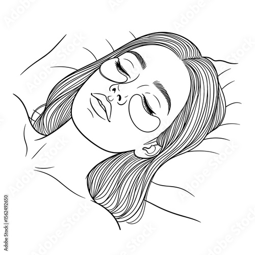 Woman relaxing with eye patches on while lying down in serene beauty routine
