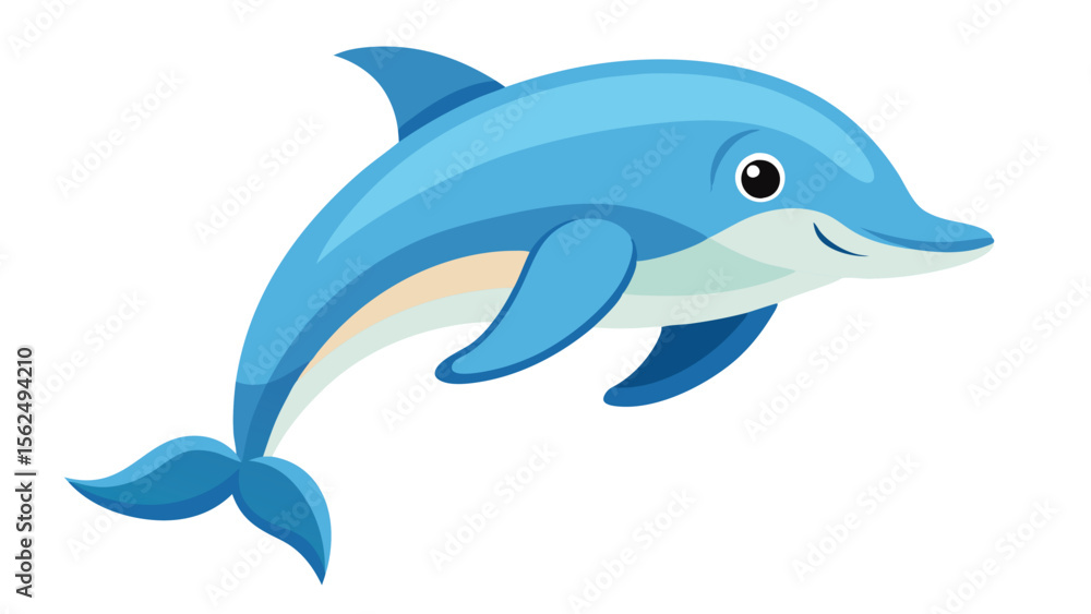 Happy dolphin jumping, isolated on white background. Vector illustration. Happy dolphin jumping, isolated on white background. Vector illustration.
