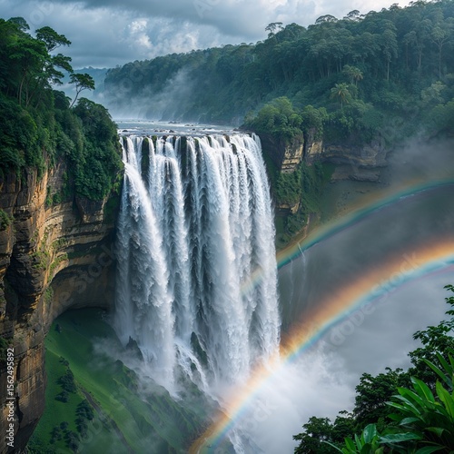 Jog Falls thunders down lush cliffs in full monsoon force, surrounded by tropical greenery and swirling mist.
