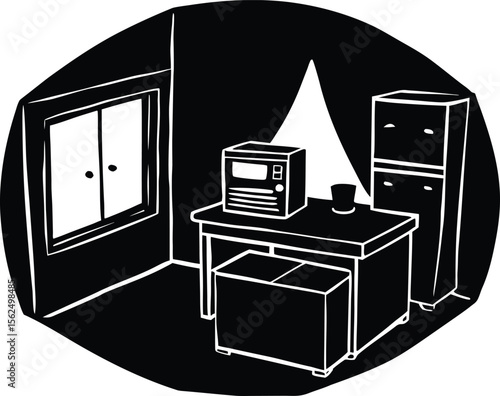 Silhouette of Breakroom with Microwave | Office Kitchenette with Appliances