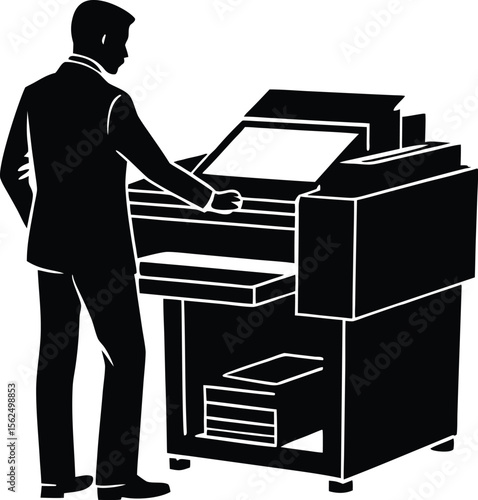 Silhouette of Man at Copy Machine | Employee Printing Documents