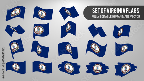 Vector Set of Virginia Flags