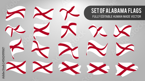Vector Set of Alabama Flags