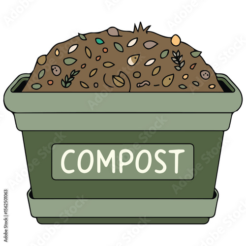 Green compost bin eco recycling vector illustration