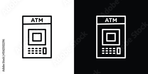 ATM machine icon Black and White Vector Graphic
